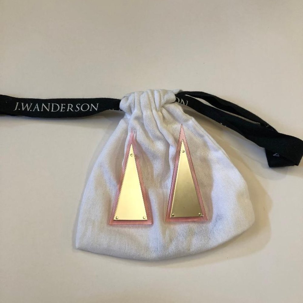 JW Anderson gold plated pink resin post earrings